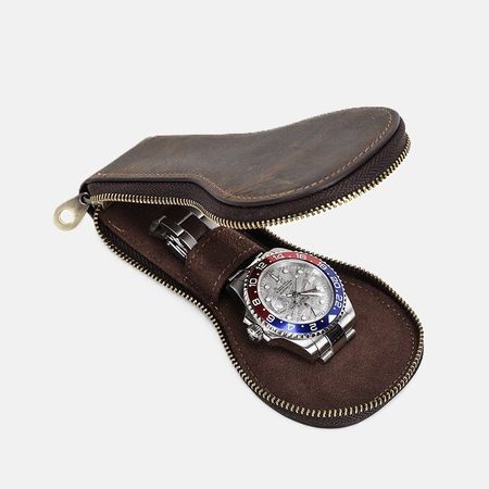 Personalized Genuine Leather Watch Case for Travel and Storage